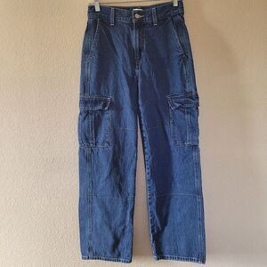 Aritzia Sunday Best Jeans Womens Size 0 Blue Wide Leg Baggy Cargo Y2K Style